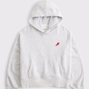 Abercrombie & Fitch Light Gray Hoodie with Red Embroidery